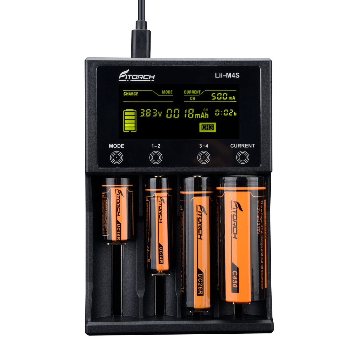 Fitorch USB-C Ladestation mit 4 Slots und Touchscreen