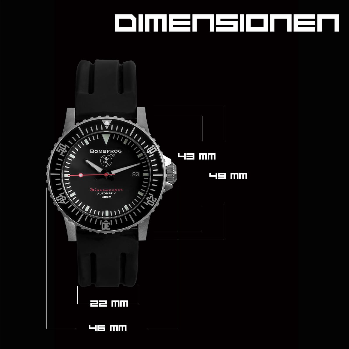 BOMBFROG Minesweeper bracelet en néoprène en acier inoxydable