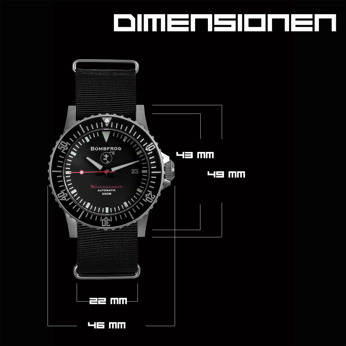 BOMBFROG Minesweeper Edelstahl Nato-Armband