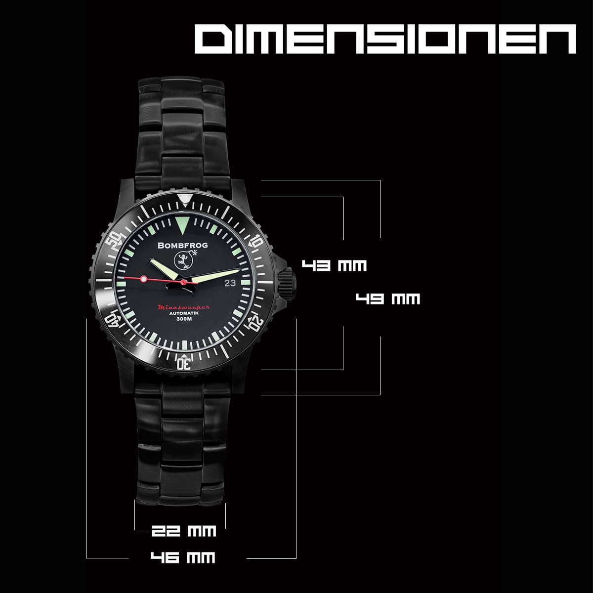 BOMBFROG Minesweeper Black Edelstahl-Armband