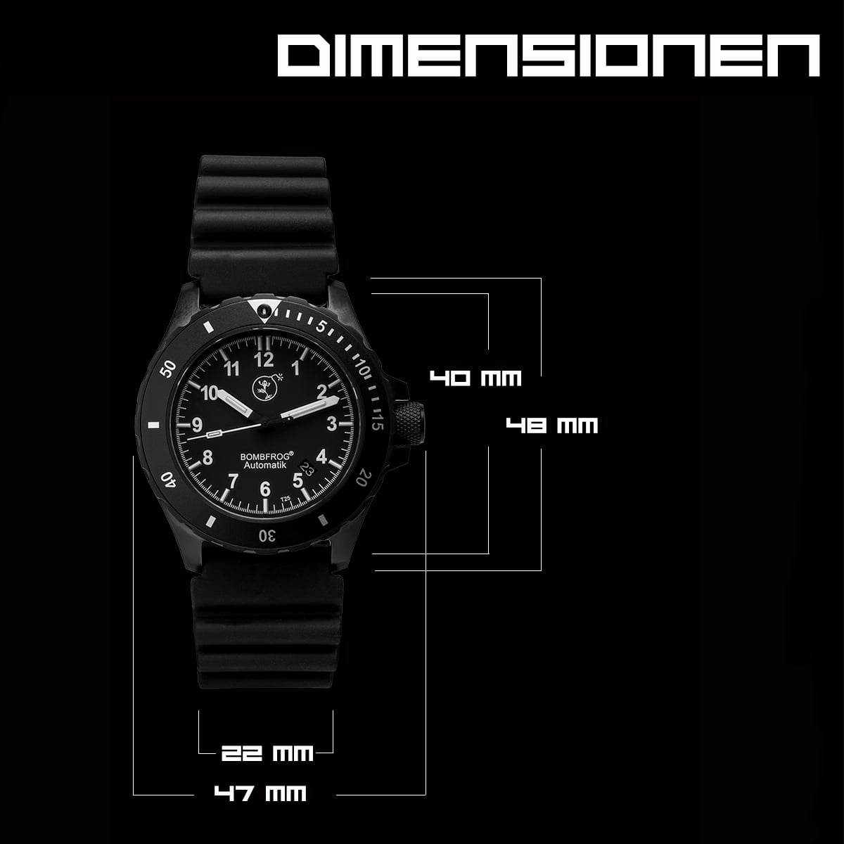 BOMBFROG BT25 Black Neopren-Armband