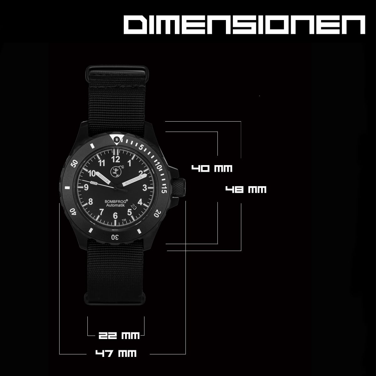 BOMBFROG BT25 Black Nato-Armband