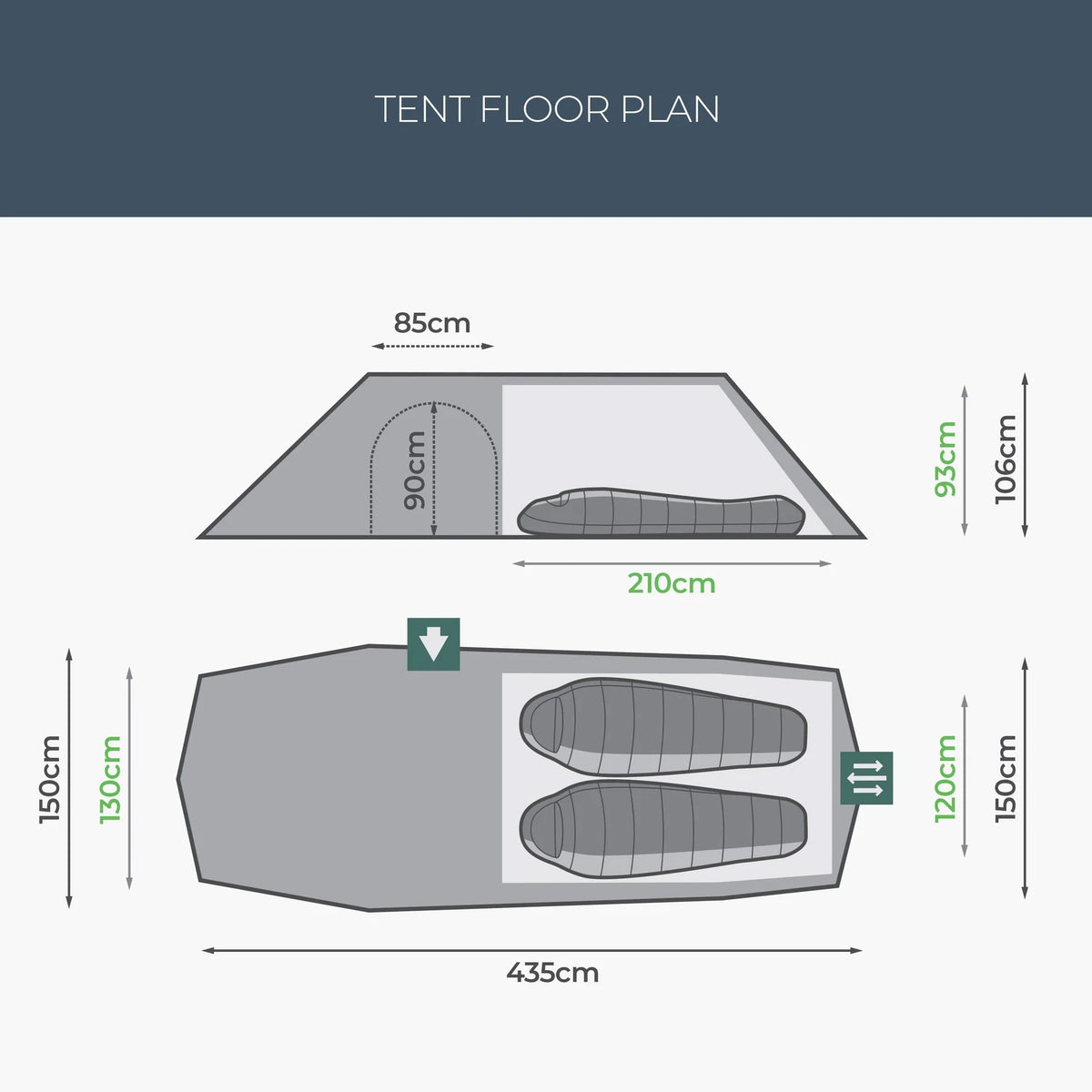Highlander Respite 2 Personen Extended Tunnelzelt - Pine Green