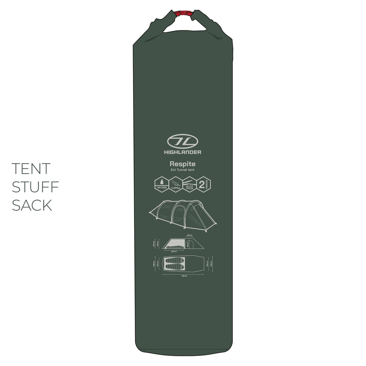 Highlander Respite 2 Personen Extended Tunnelzelt - Pine Green