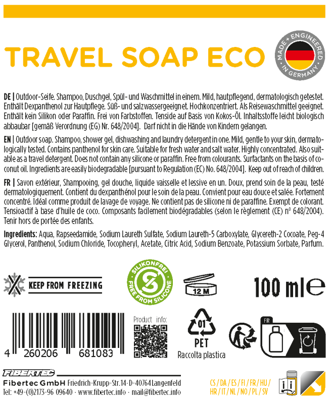 Fibertec Travel Soap Eco 250ml