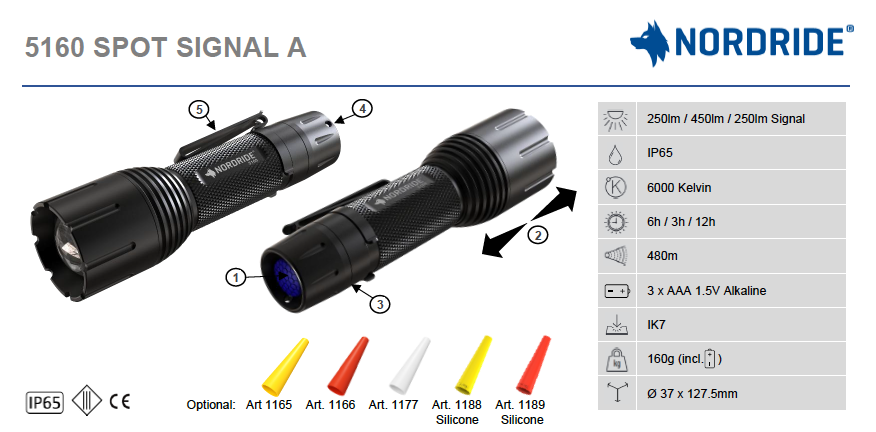 Nordride Taschenlampe Spot Signal A Set Gelb
