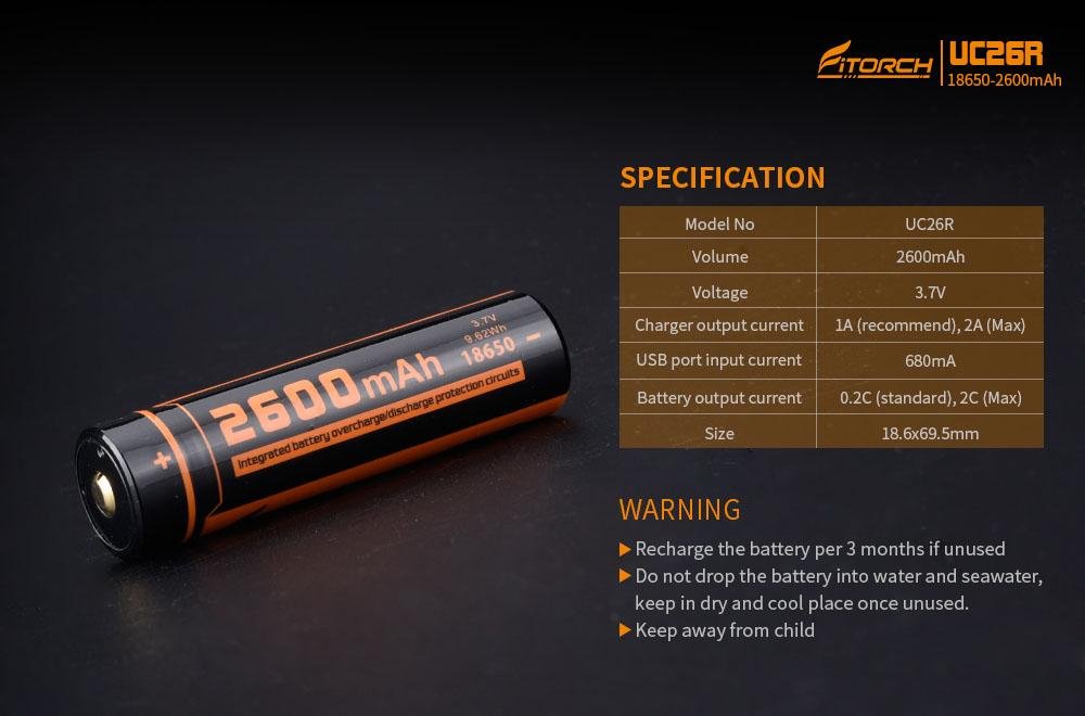Fitorch Akku 18650-2600mAh