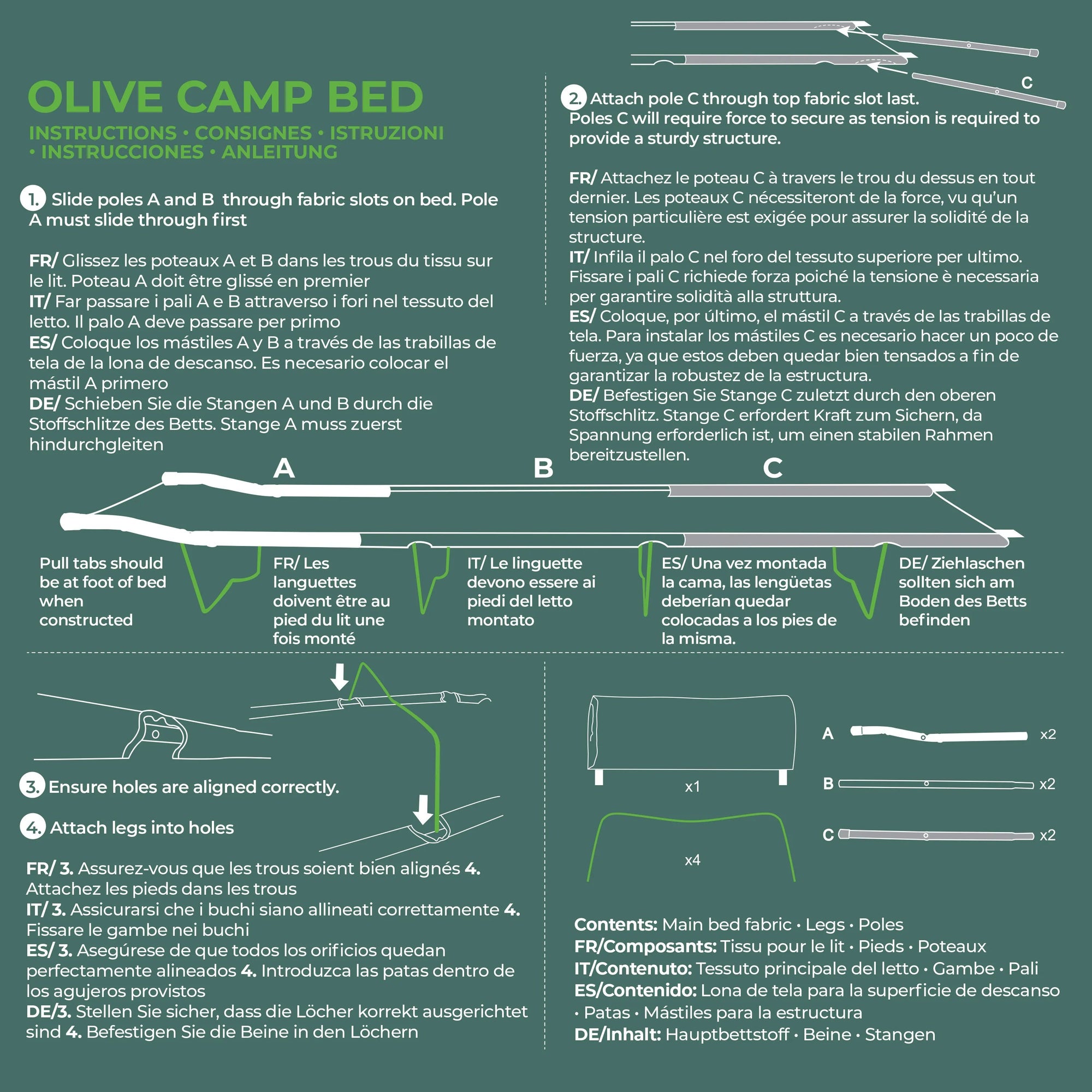 Highlander Camp Bed Olive Green