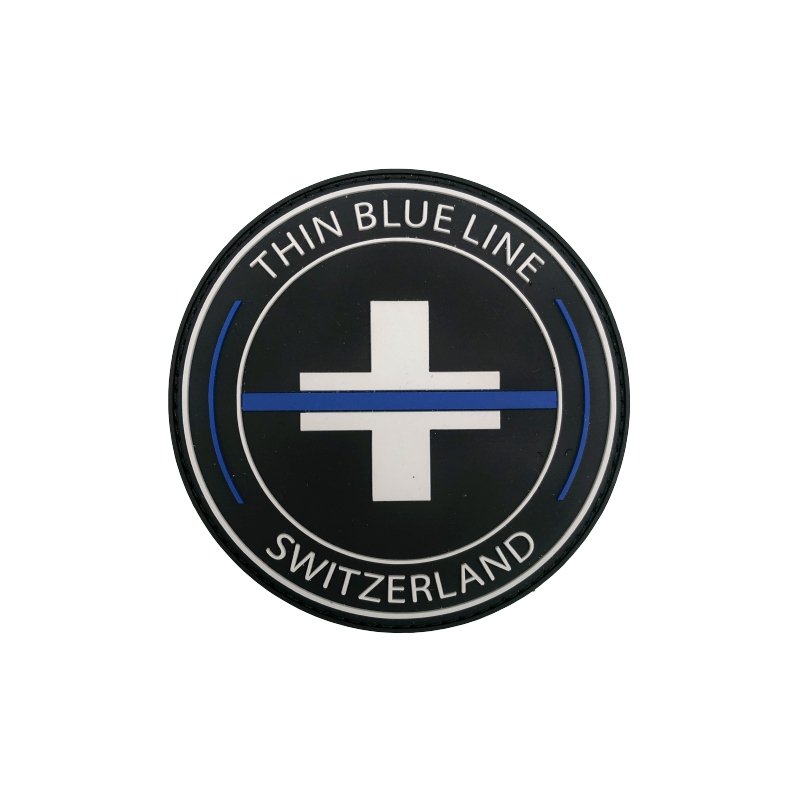 Thin Blue Line Switzerland Patch PVC rund